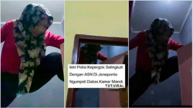 Istri seorang Polisi Tertangkap Selingkuh dengan ASN dan Melarikan Diri dengan Memanjat Dinding seperti Spiderman