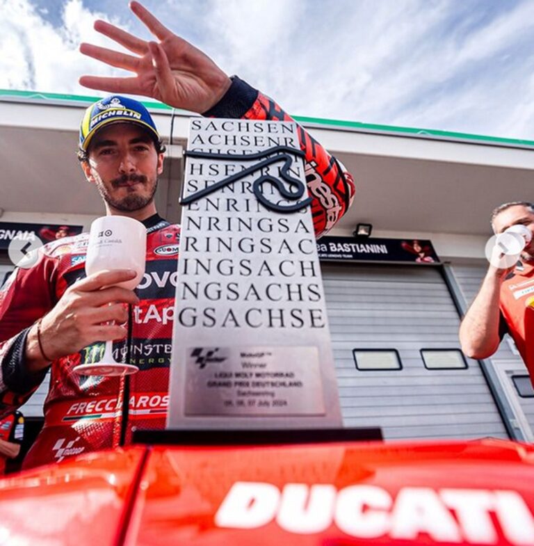 Francesco Bagnaia Membuat Sejarah dengan Mecatat Kemenangan Terbanyak di Ducati Setelah Finish di Posisi Pertama di MotoGP Jerman 2024 : Okezone Sports