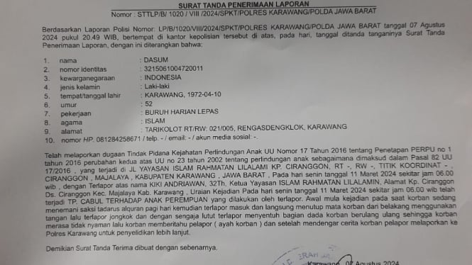 Santriwati di Polisikan setelah Pimpinan Pesantren Diraba oleh Pelaku saat Mengaji