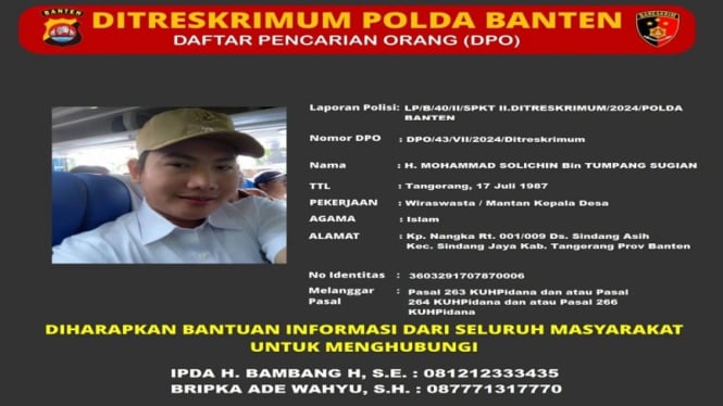 Kompolnas Mengirim Surat ke Polda Banten Terkait 2 DPO dalam Kasus Mafia Tanah yang Belum Ditangkap